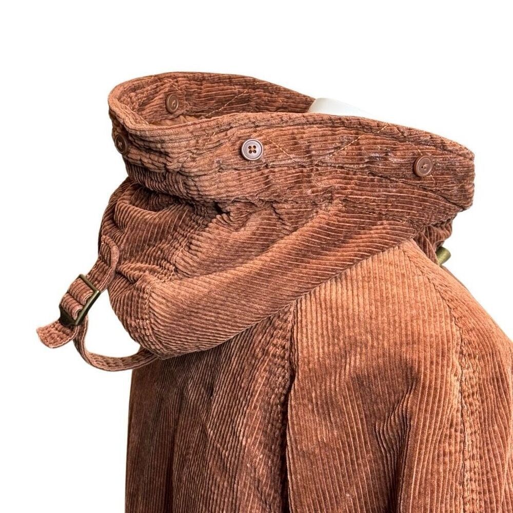 American Eagle rust corduroy hooded knee length jacket size XS - Picture 6 of 12